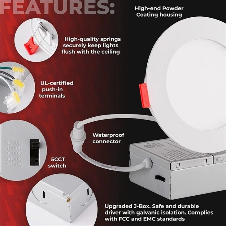 Ultra Thin Dimmable Canless downlight detail